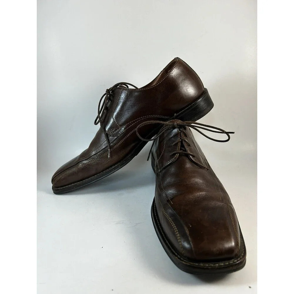 JOHNSTON & MURPHY Men's 8 Brown Leather Bicycle Toe Oxford Shoes 20-6460